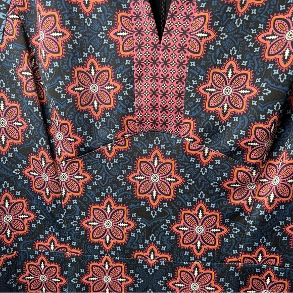 MAGGY LONDON Blue Pink Sheath Dress Sleeveless Midi Career Cocktail Party Sz 10 - Picture 8 of 10